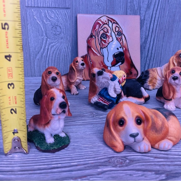 Bundle of 9 basset hound figurines sculptures and trivet tile decorations dog - Picture 3 of 16